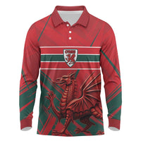 Wales Football Red Dragon Custom Long Sleeve Polo Shirt Welsh National Team Spirit