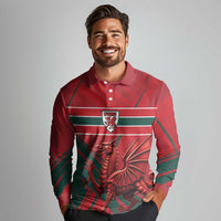 Wales Football Red Dragon Custom Long Sleeve Polo Shirt Welsh National Team Spirit