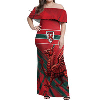 Wales Football Red Dragon Custom Off Shoulder Maxi Dress Welsh National Team Spirit