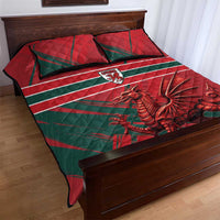 Wales Football Red Dragon Quilt Bed Set Welsh National Team Spirit