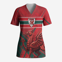 Wales Football Red Dragon Custom Scrub Top Welsh National Team Spirit