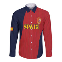 Custom Spain Football Long Sleeve Button Shirt La Roja National Pride
