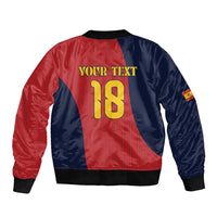 Custom Spain Football Sleeve Zip Bomber Jacket La Roja National Pride