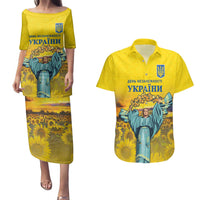 Ukraine Monument Independence Day Couples Matching Puletasi and Hawaiian Shirt Glory to Ukraine!