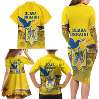Ukraine Monument Independence Day Family Matching Long Sleeve Bodycon Dress and Hawaiian Shirt Glory to Ukraine!