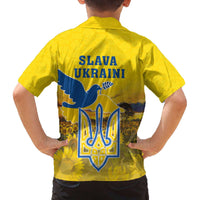 Ukraine Monument Independence Day Family Matching Off The Shoulder Long Sleeve Dress and Hawaiian Shirt Glory to Ukraine!