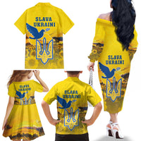 Ukraine Monument Independence Day Family Matching Off The Shoulder Long Sleeve Dress and Hawaiian Shirt Glory to Ukraine!