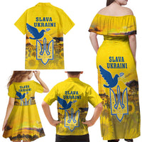 Ukraine Monument Independence Day Family Matching Off Shoulder Maxi Dress and Hawaiian Shirt Glory to Ukraine!