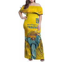 Ukraine Monument Independence Day Family Matching Off Shoulder Maxi Dress and Hawaiian Shirt Glory to Ukraine!