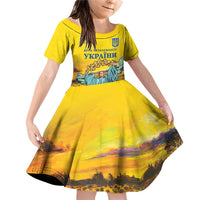 Ukraine Monument Independence Day Family Matching Off Shoulder Short Dress and Hawaiian Shirt Glory to Ukraine!