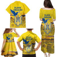 Ukraine Monument Independence Day Family Matching Puletasi and Hawaiian Shirt Glory to Ukraine!