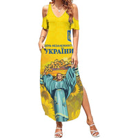 Ukraine Monument Independence Day Family Matching Summer Maxi Dress and Hawaiian Shirt Glory to Ukraine!