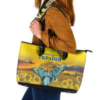 Ukraine Monument Independence Day Leather Tote Bag Glory to Ukraine!