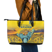 Ukraine Monument Independence Day Leather Tote Bag Glory to Ukraine!