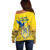 Ukraine Monument Independence Day Off Shoulder Sweater Glory to Ukraine!