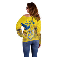 Ukraine Monument Independence Day Off Shoulder Sweater Glory to Ukraine!