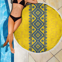 Blue Ukraine Folk Patterns Beach Blanket Simple Style