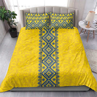 Blue Ukraine Folk Patterns Bedding Set Simple Style