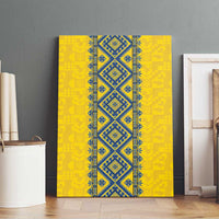 Blue Ukraine Folk Patterns Canvas Wall Art Simple Style