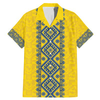 Blue Ukraine Folk Patterns Family Matching Mermaid Dress and Hawaiian Shirt Simple Style