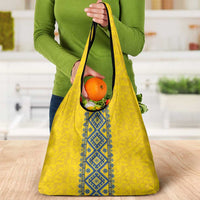 Blue Ukraine Folk Patterns Grocery Bag Simple Style