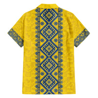 Blue Ukraine Folk Patterns Hawaiian Shirt Simple Style