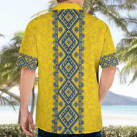 Blue Ukraine Folk Patterns Hawaiian Shirt Simple Style
