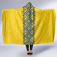 Blue Ukraine Folk Patterns Hooded Blanket Simple Style