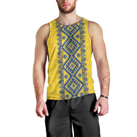 Blue Ukraine Folk Patterns Men Tank Top Simple Style
