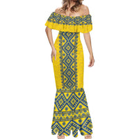 Blue Ukraine Folk Patterns Mermaid Dress Simple Style