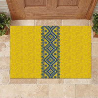 Blue Ukraine Folk Patterns Rubber Doormat Simple Style