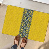 Blue Ukraine Folk Patterns Rubber Doormat Simple Style