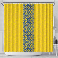 Blue Ukraine Folk Patterns Shower Curtain Simple Style