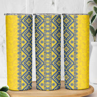 Blue Ukraine Folk Patterns Skinny Tumbler Simple Style