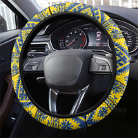 Blue Ukraine Folk Patterns Steering Wheel Cover Simple Style