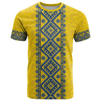Blue Ukraine Folk Patterns T Shirt Simple Style