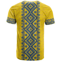 Blue Ukraine Folk Patterns T Shirt Simple Style