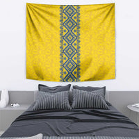 Blue Ukraine Folk Patterns Tapestry Simple Style