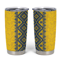 Blue Ukraine Folk Patterns Tumbler Cup Simple Style
