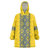 Blue Ukraine Folk Patterns Wearable Blanket Hoodie Simple Style
