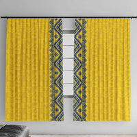 Blue Ukraine Folk Patterns Window Curtain Simple Style