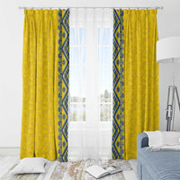 Blue Ukraine Folk Patterns Window Curtain Simple Style