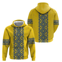 Blue Ukraine Folk Patterns Zip Hoodie Simple Style