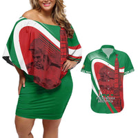 Belarus Independence Day Couples Matching Off Shoulder Short Dress and Hawaiian Shirt Brest Fortress And Victory Square