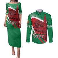 Belarus Independence Day Couples Matching Puletasi and Long Sleeve Button Shirt Brest Fortress And Victory Square