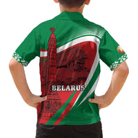Belarus Independence Day Family Matching Off The Shoulder Long Sleeve Dress and Hawaiian Shirt Brest Fortress And Victory Square