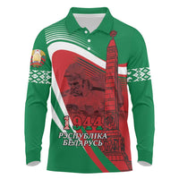 Belarus Independence Day Long Sleeve Polo Shirt Brest Fortress And Victory Square