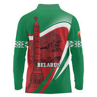 Belarus Independence Day Long Sleeve Polo Shirt Brest Fortress And Victory Square