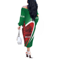 Belarus Independence Day Off The Shoulder Long Sleeve Dress Brest Fortress And Victory Square