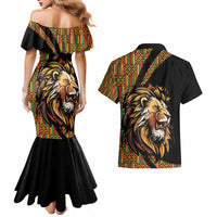 Ethiopia Couples Matching Mermaid Dress and Hawaiian Shirt Ethiopian Lion Style Pattern - Wonder Print Shop